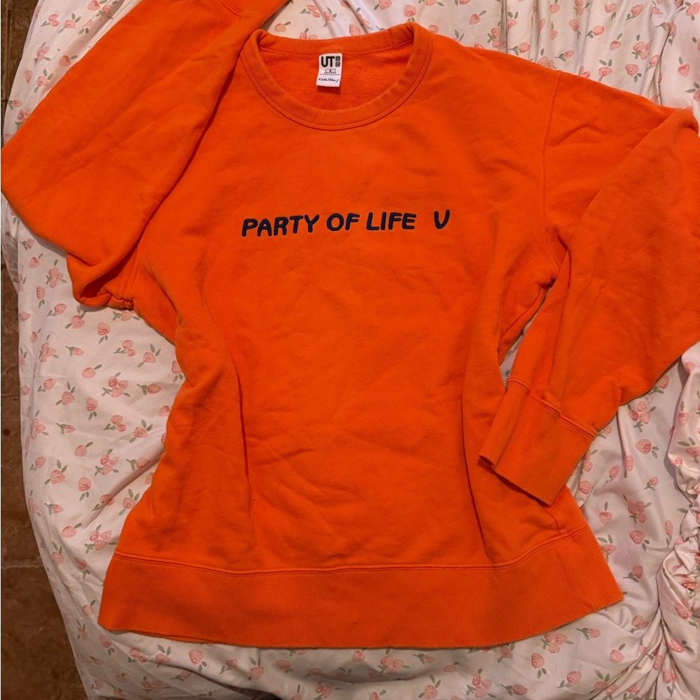 Orange Sweatshirt with Black Text
